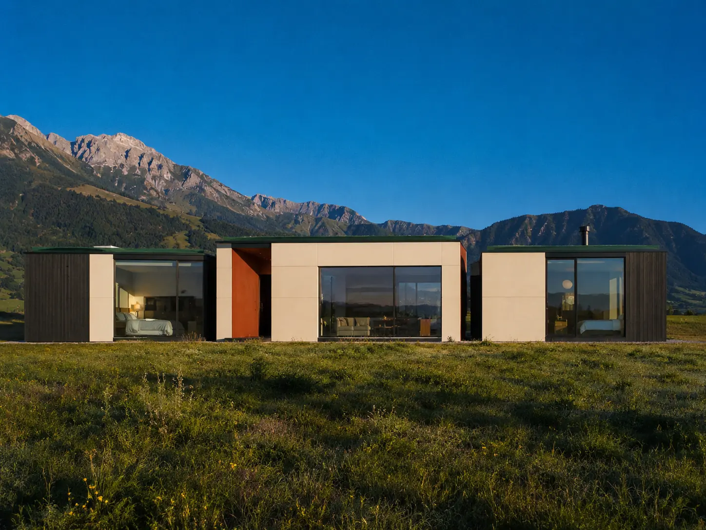 Three-module NOMA 75 home at the edge of an alpine meadow